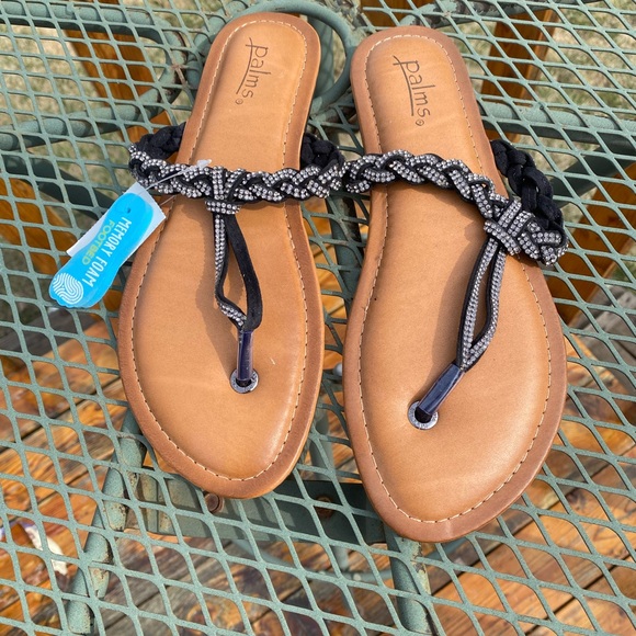 palms Shoes - Women's Black and Tan Sandals
